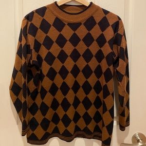 Patterned black and brown sweater